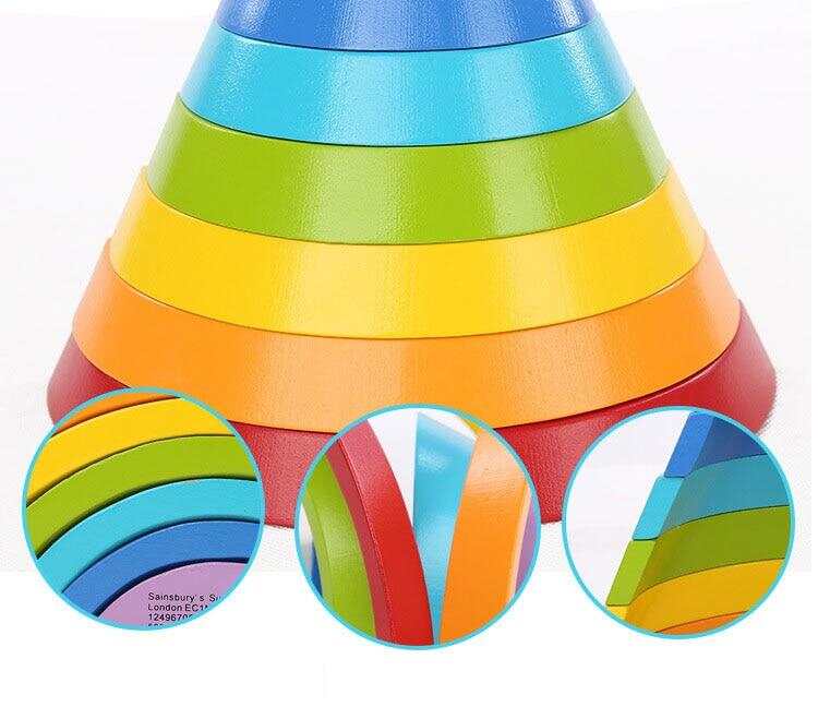 Wooden block rainbow kids children building blocks wooden toys baby early learning montessori educational(BUY 2 FREE SHIPPING)