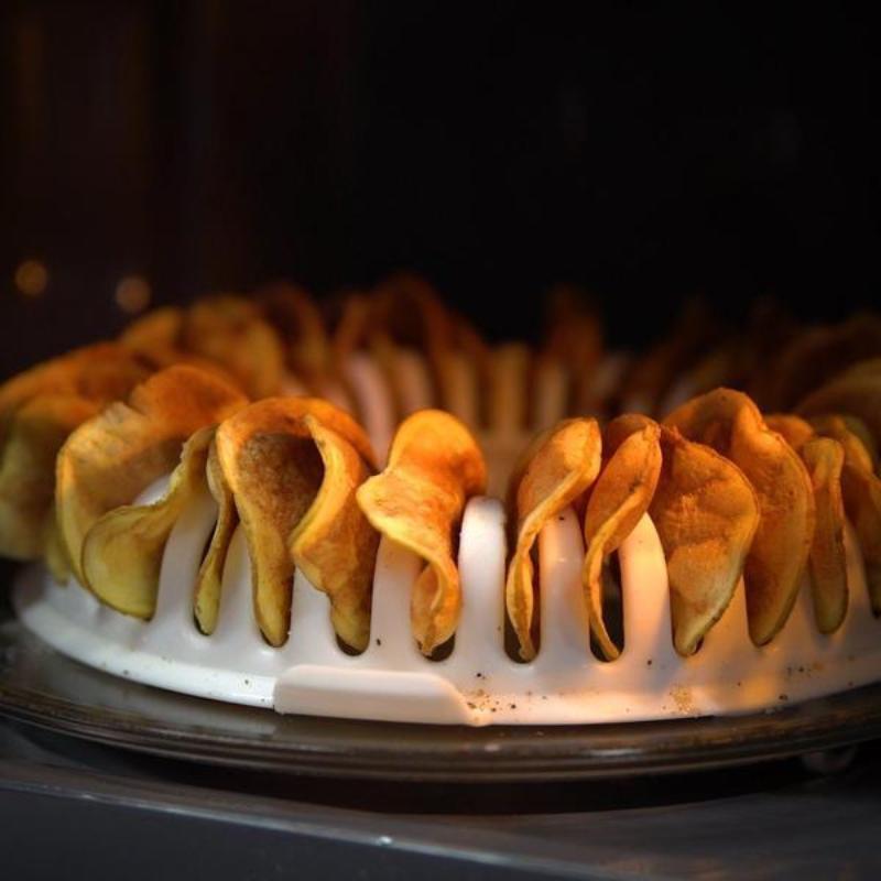 BREEZYLIVE 3-in-1 36 Slots Fat Free Microwave Potato Chips Maker Plate and Slicer